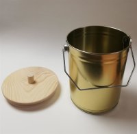 Cubo bañado en oro con tapa de madera 4 litros