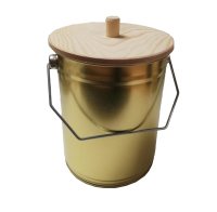 cubo chapado en oro con tapa de madera 4 litros