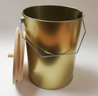 Bucket gold coated with wooden lid 2 liters