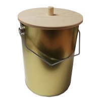 cubo chapado en oro con tapa de madera 2 litros