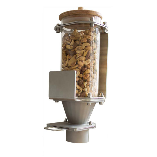 Dispensador de alimentos Ø10 cm x 20 cm con soporte de pared