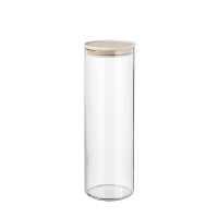 Cylindre en verre avec couvercle en bois