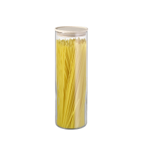Glass cylinder with wooden lid