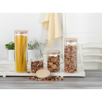 Glass cylinder with wooden lid