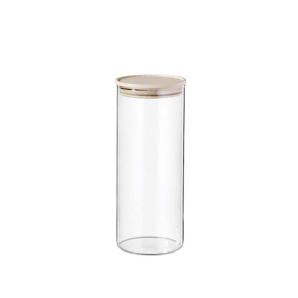 Cilindro de vidrio con tapa de madera 1,5 litros