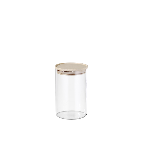 Cylindre en verre avec couvercle en bois 0,9 litre