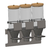 x dispensadores de comida Ø15 cm x 30 cm con 3 soportes de pared