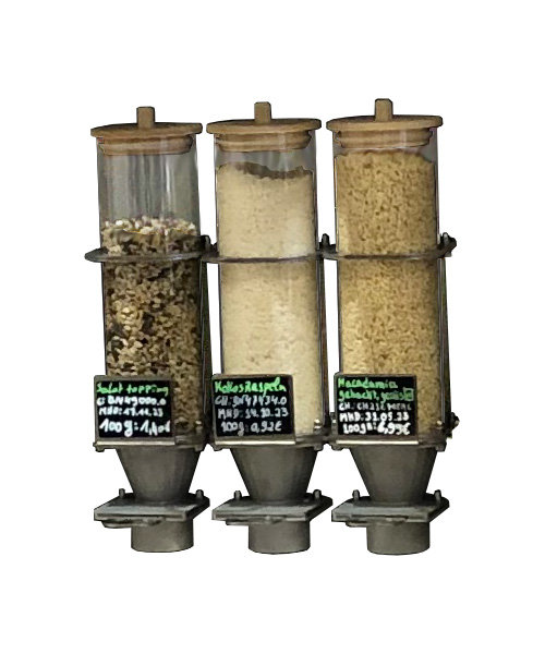 3 x Food dispenser Ø10 cm x 30 cm with wall bracket