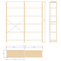 Scaffale in legno HGaR-229-200-40-6-G (di seconda mano)